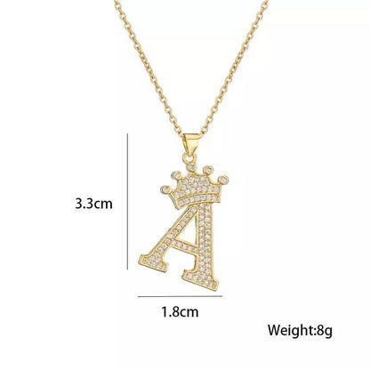 Stainless Steel Gold Overlay Hip Hop Crown A-Z Letters Necklace for Men and Women DailySale
