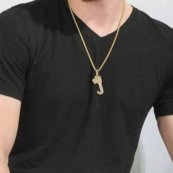 Stainless Steel Gold Overlay Hip Hop Crown A-Z Letters Necklace for Men and Women DailySale