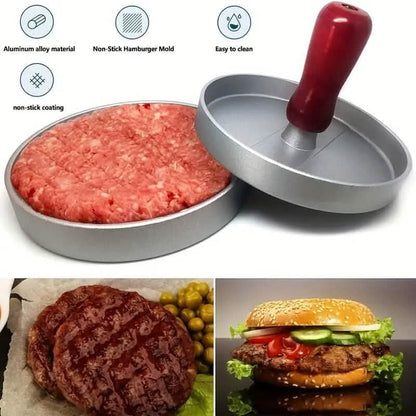 Stainless Steel Hamburger Patty Press with Wooden Handle DailySale