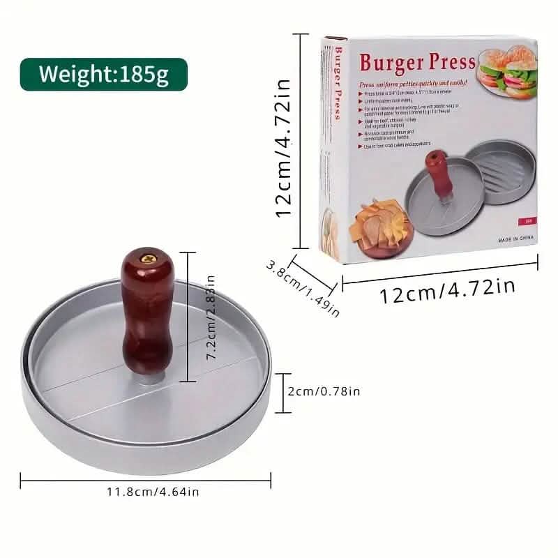 Stainless Steel Hamburger Patty Press with Wooden Handle DailySale