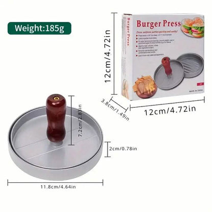 Stainless Steel Hamburger Patty Press with Wooden Handle DailySale