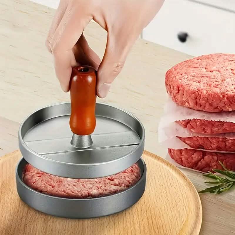 Stainless Steel Hamburger Patty Press with Wooden Handle DailySale