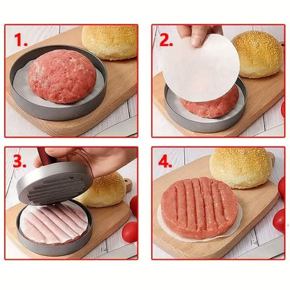Stainless Steel Hamburger Patty Press with Wooden Handle DailySale