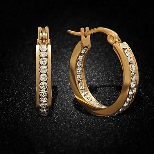 Stainless Steel Huggies Adorned with Swarovski Crystals DailySale