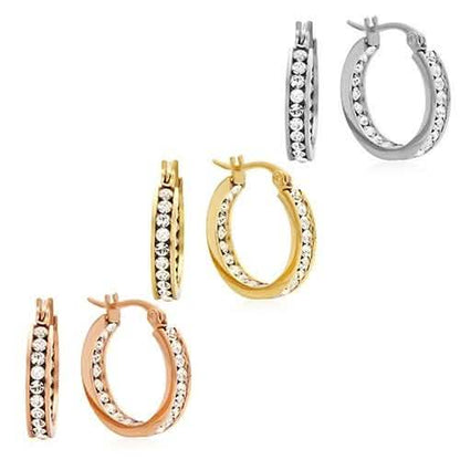 Stainless Steel Huggies Adorned with Swarovski Crystals DailySale