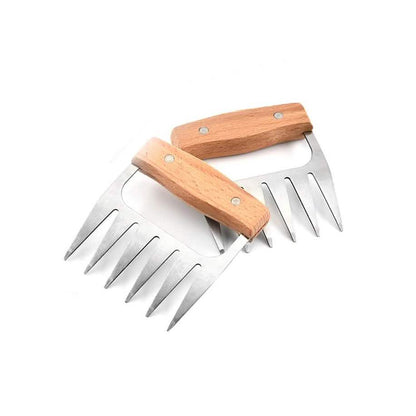 Stainless Steel Meat-Shredding Claws with Wooden Handle DailySale