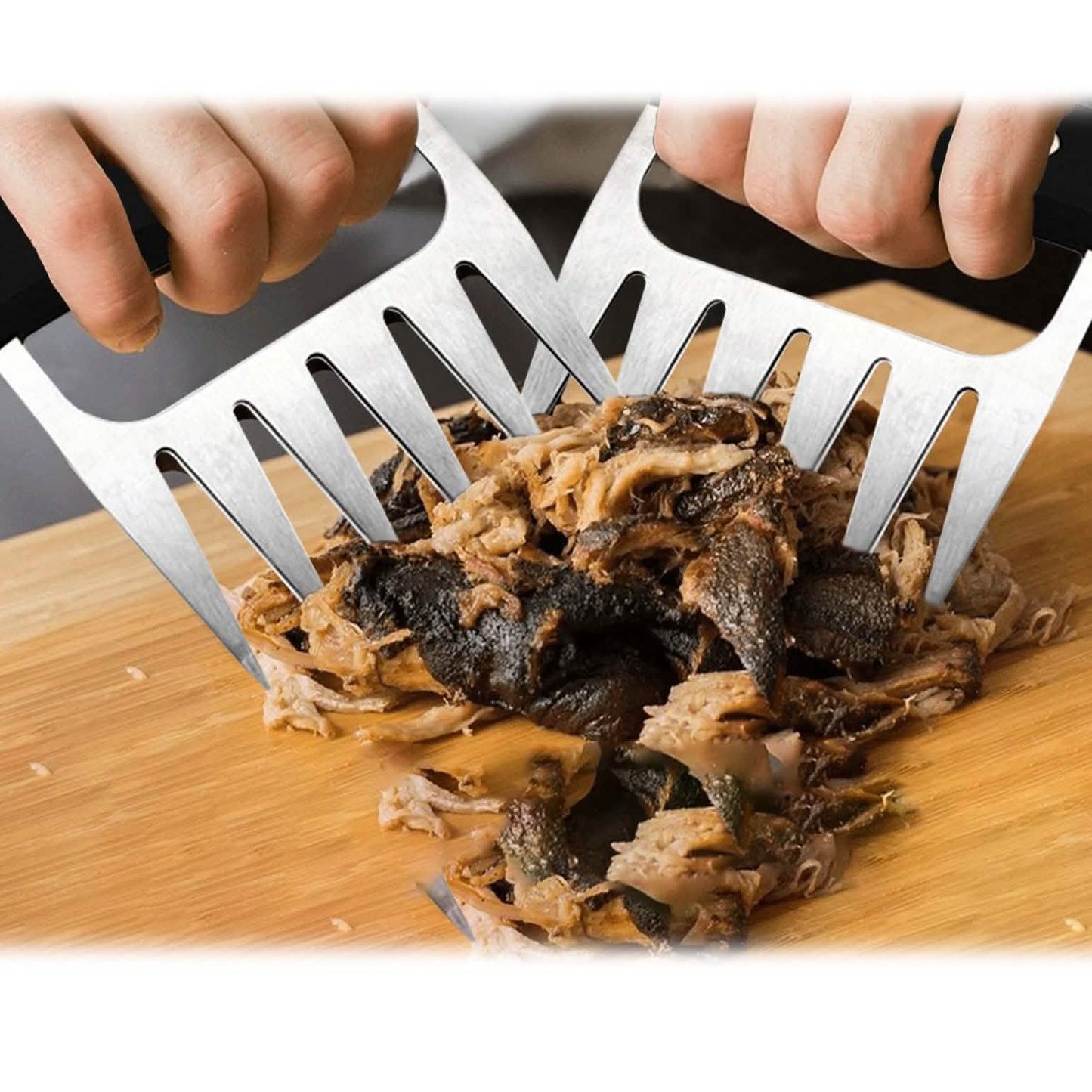 Stainless Steel Meat-Shredding Claws with Wooden Handle DailySale