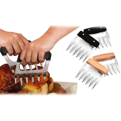 Stainless Steel Meat-Shredding Claws with Wooden Handle DailySale