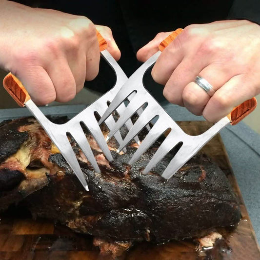 Stainless Steel Meat-Shredding Claws with Wooden Handle DailySale