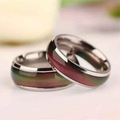 Stainless Steel Mood Ring Inlaid Thermal Discoloration Stone DailySale