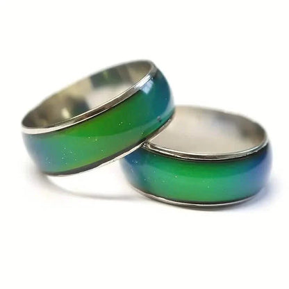 Stainless Steel Mood Ring Inlaid Thermal Discoloration Stone DailySale