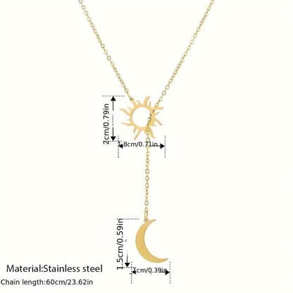 Stainless Steel Sun Totem and Moon Necklace DailySale
