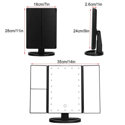 Standing Make Up Mirror Vanity USB 21 LED Light 10X 3X 2X 1X Magnification Black DailySale
