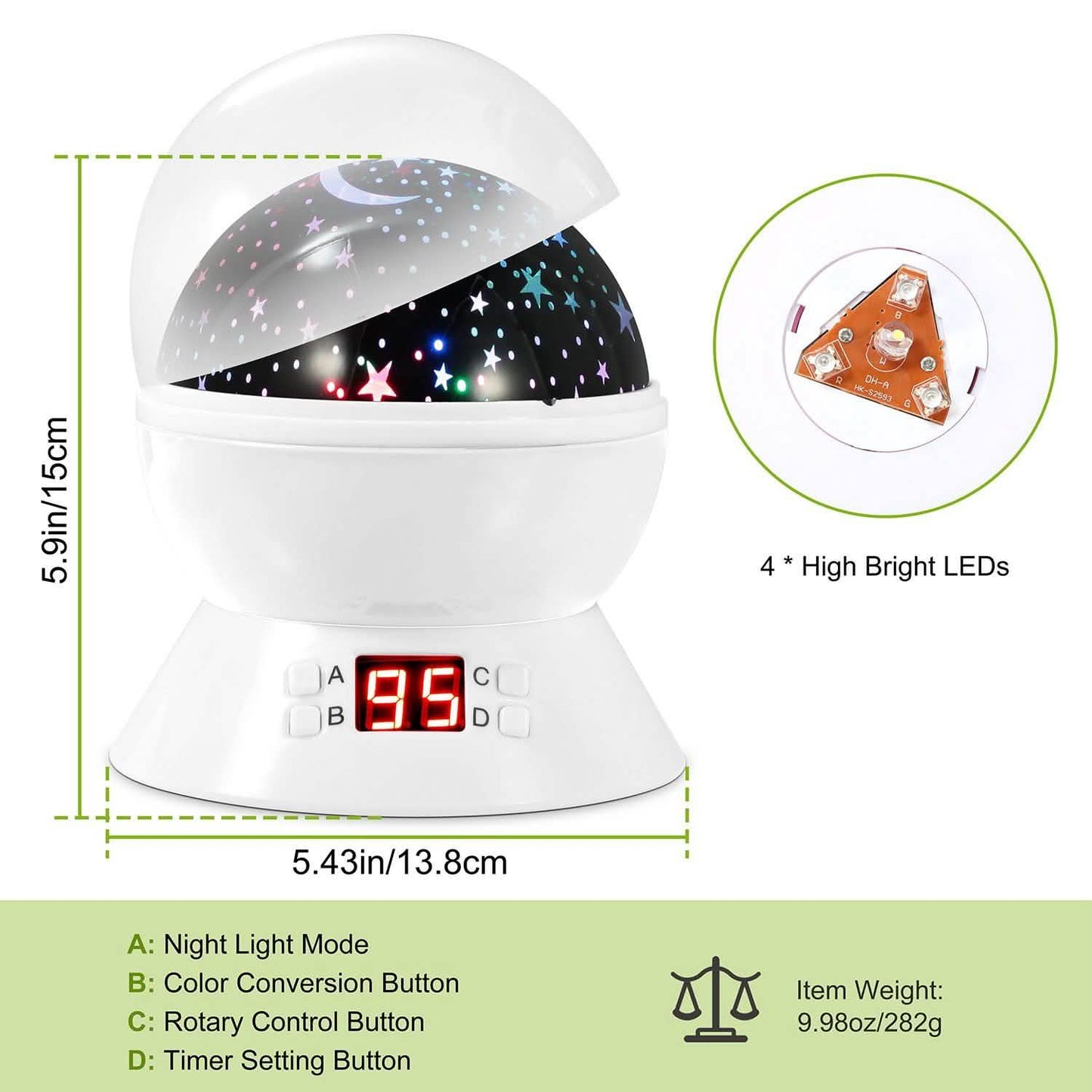 Star Moon LED Projector Lamp Kids Night Light DailySale