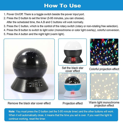 Star Moon LED Projector Lamp Kids Night Light DailySale