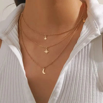 Star Moon Multi-layer Pendant Necklace DailySale