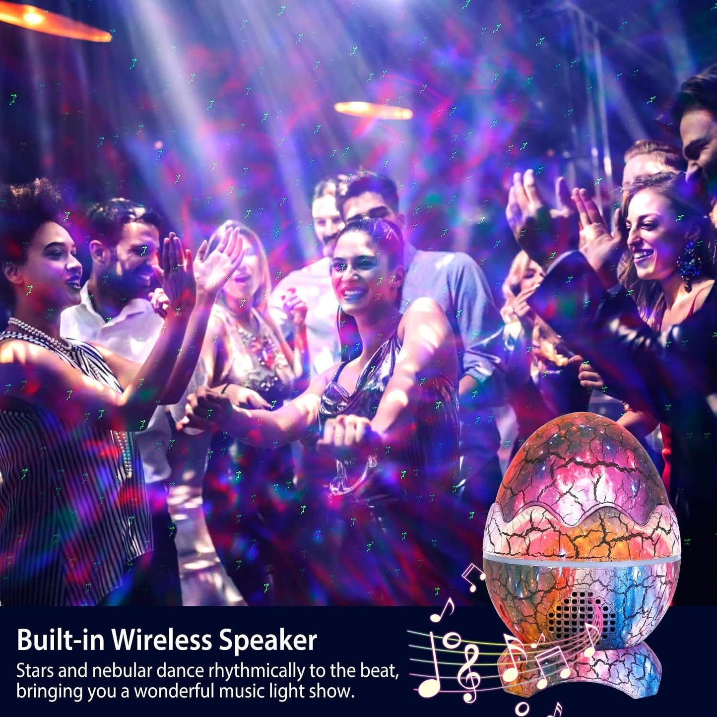 Star Project Lamp Galaxy Light Dinosaur Egg with Wireless Speaker and Remote Control DailySale
