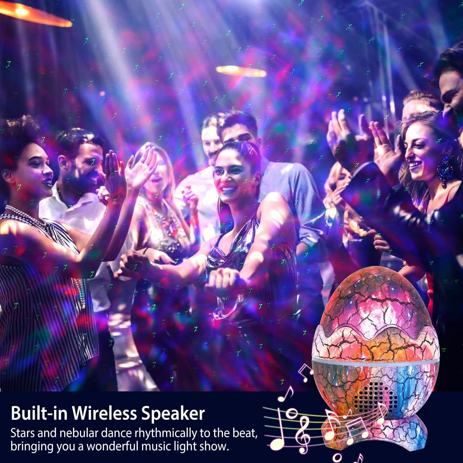 Star Project Lamp Galaxy Light Dinosaur Egg with Wireless Speaker and Remote Control DailySale