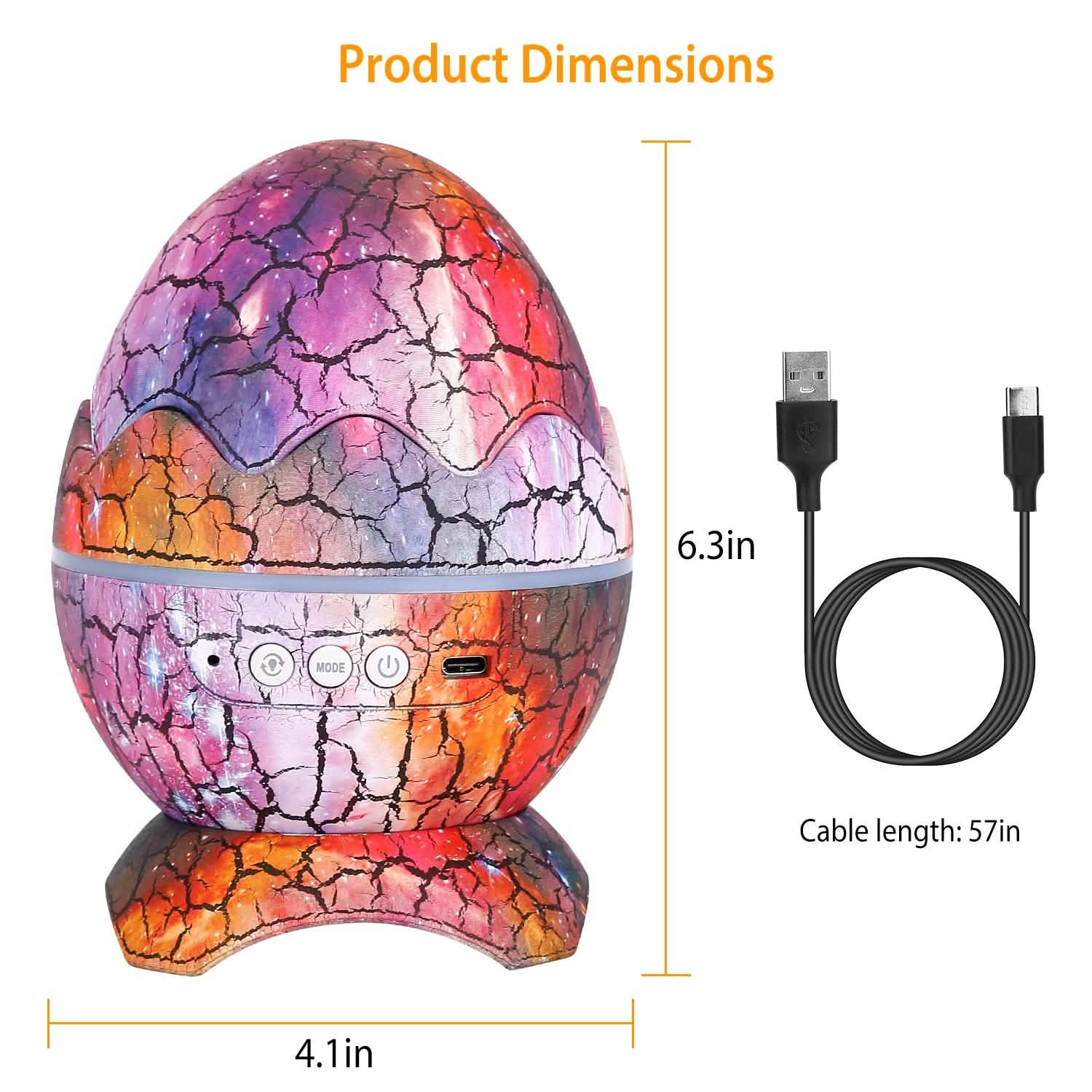 Star Project Lamp Galaxy Light Dinosaur Egg with Wireless Speaker and Remote Control DailySale