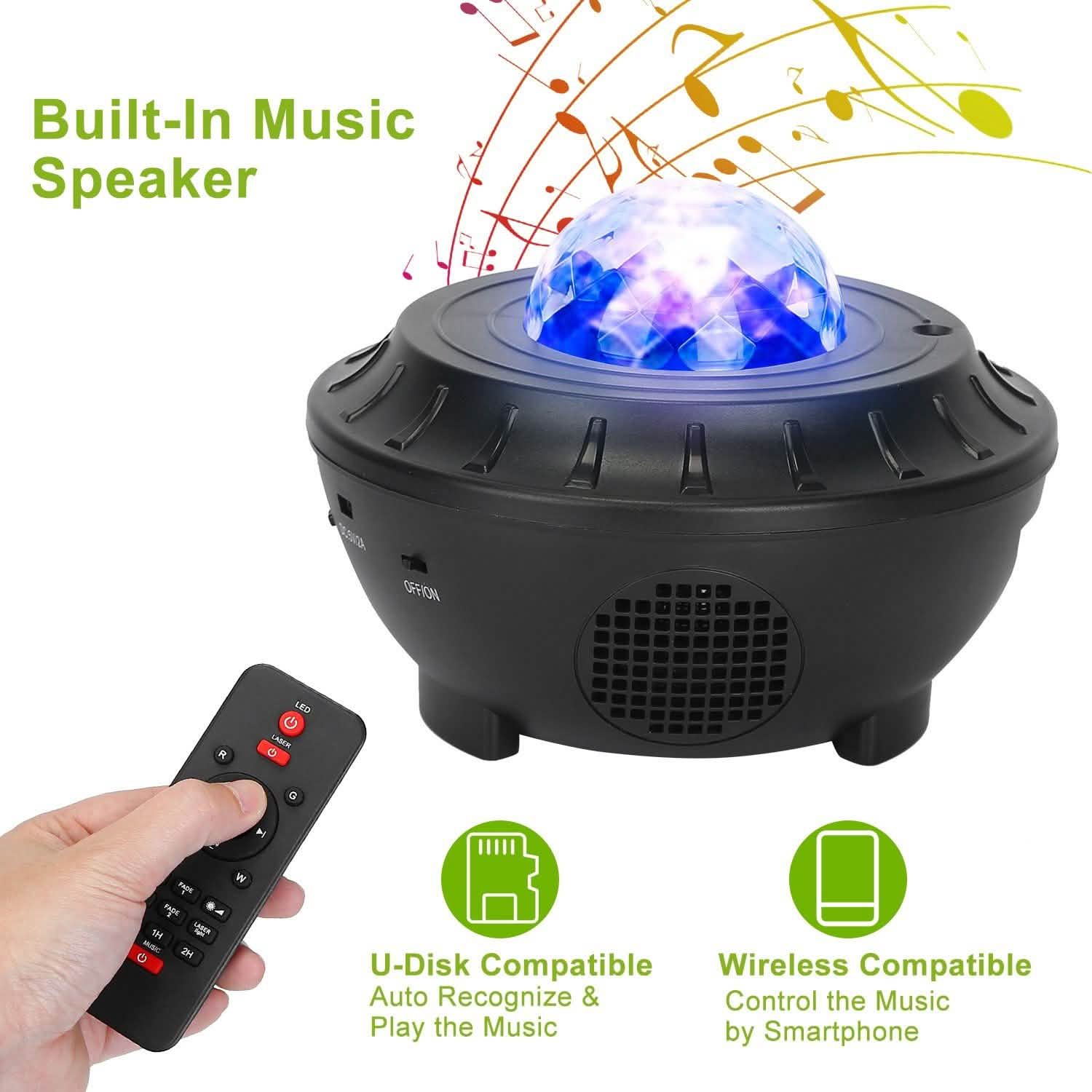 Star Projector Lamp RGBW Wireless Music Speaker Night Light DailySale