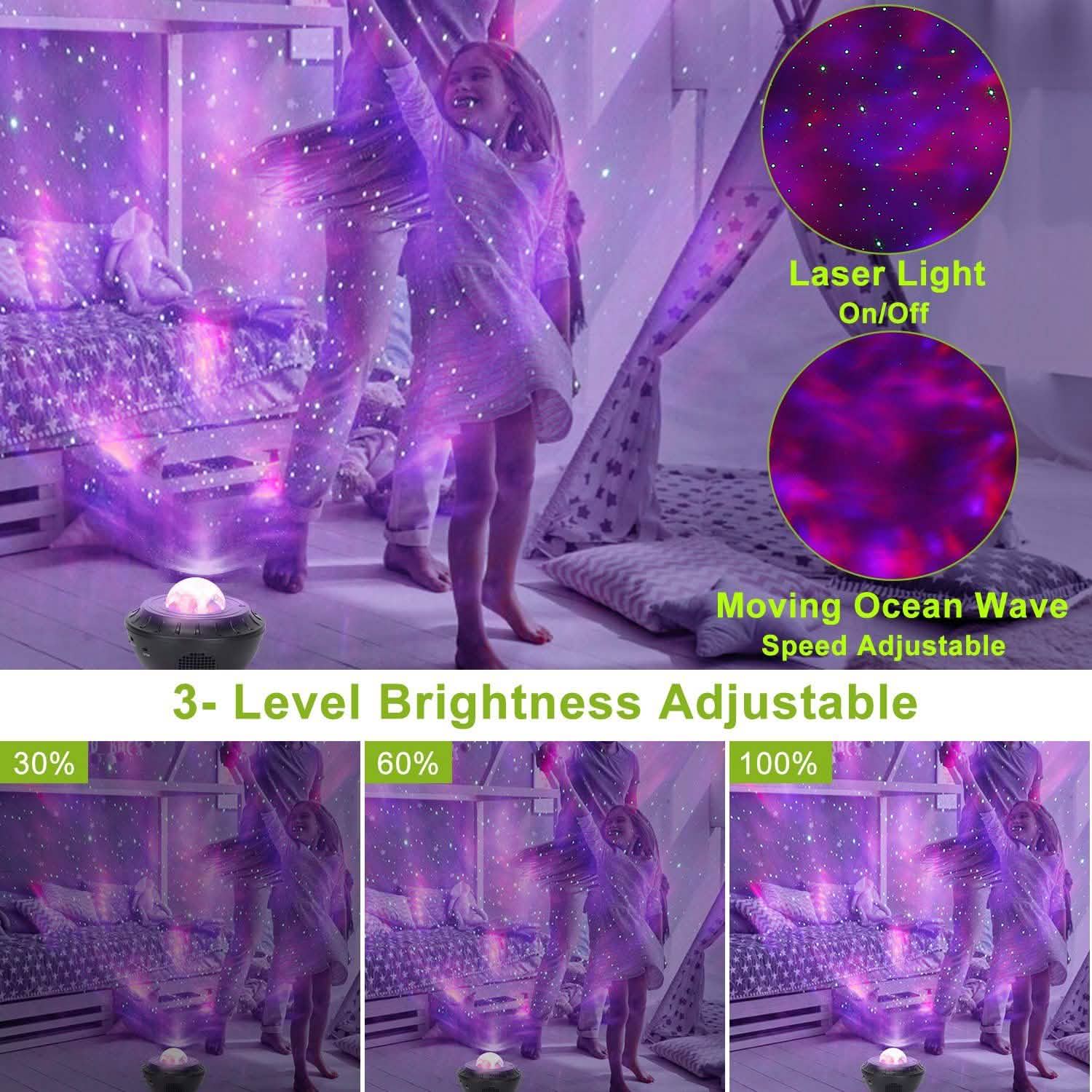 Star Projector Lamp RGBW Wireless Music Speaker Night Light DailySale