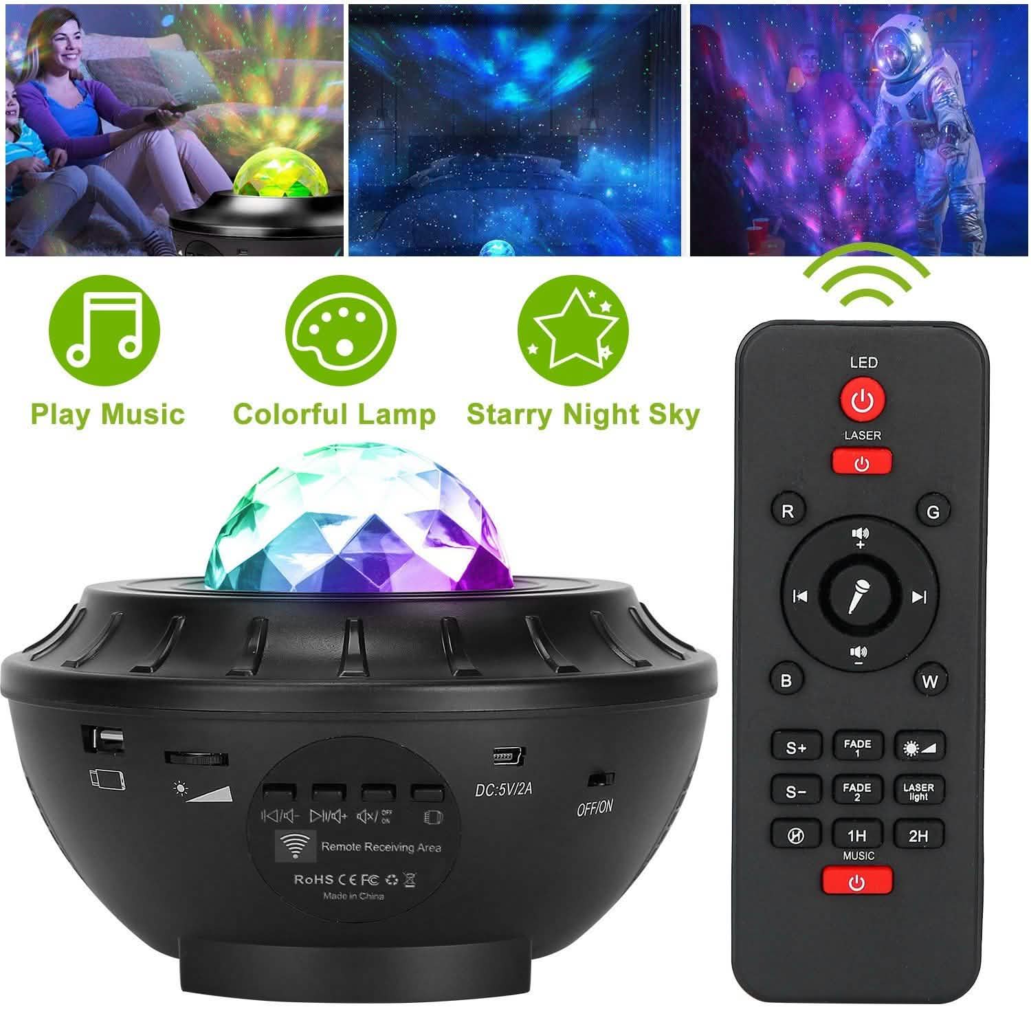 Star Projector Lamp RGBW Wireless Music Speaker Night Light DailySale
