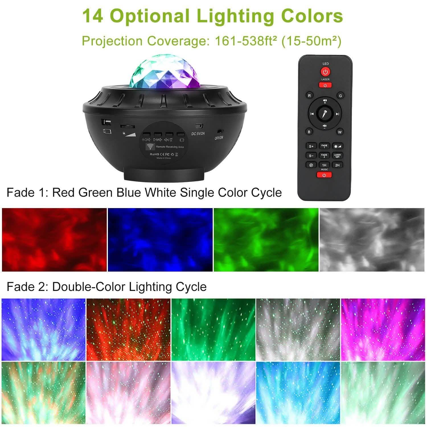 Star Projector Lamp RGBW Wireless Music Speaker Night Light DailySale