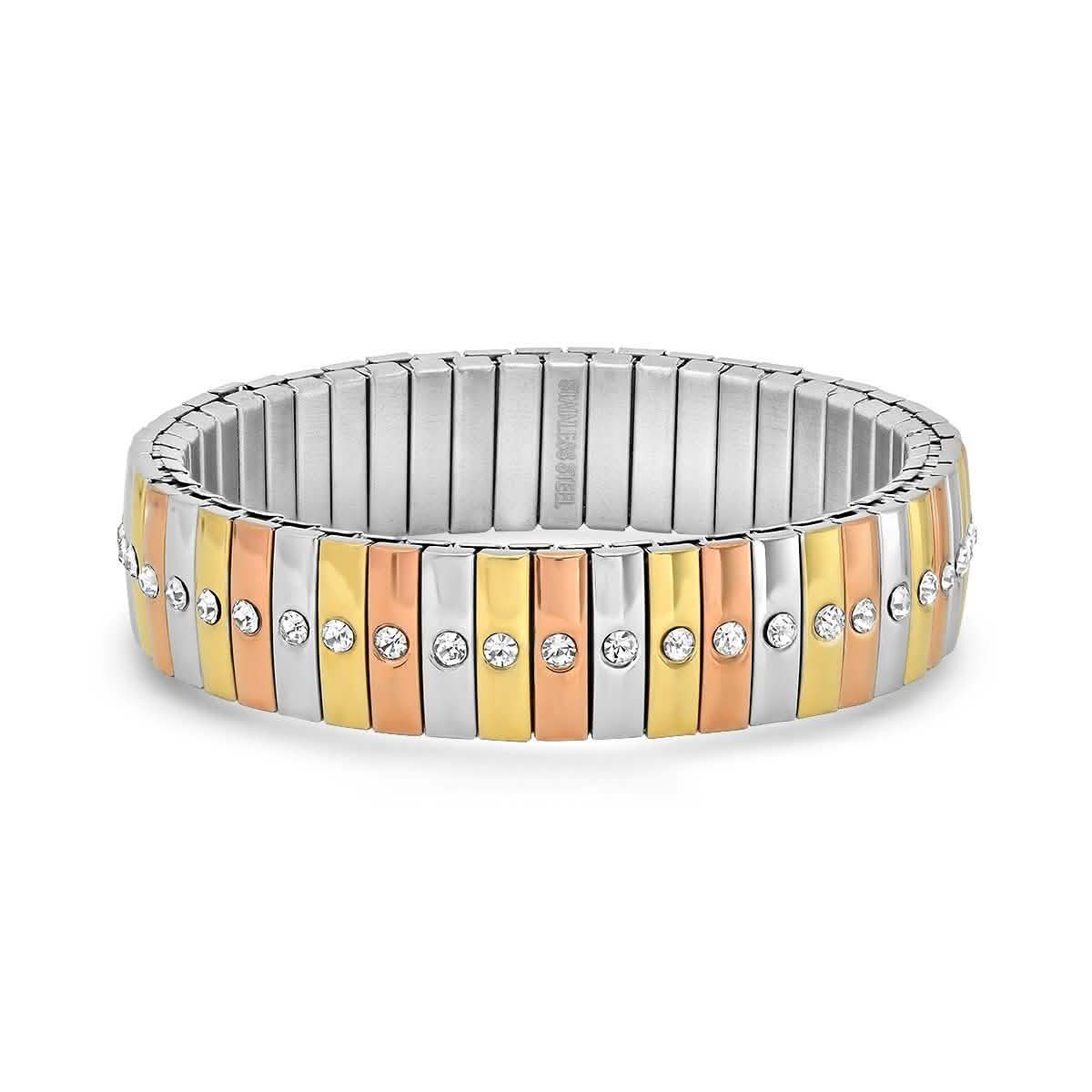 Steel by Design Stainless Tri-Color Stretch Bracelet DailySale