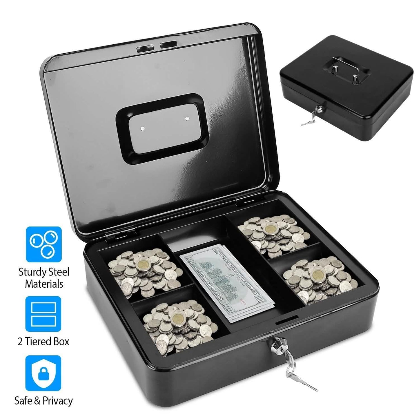 Steel Cash Box with Removable Tray DailySale