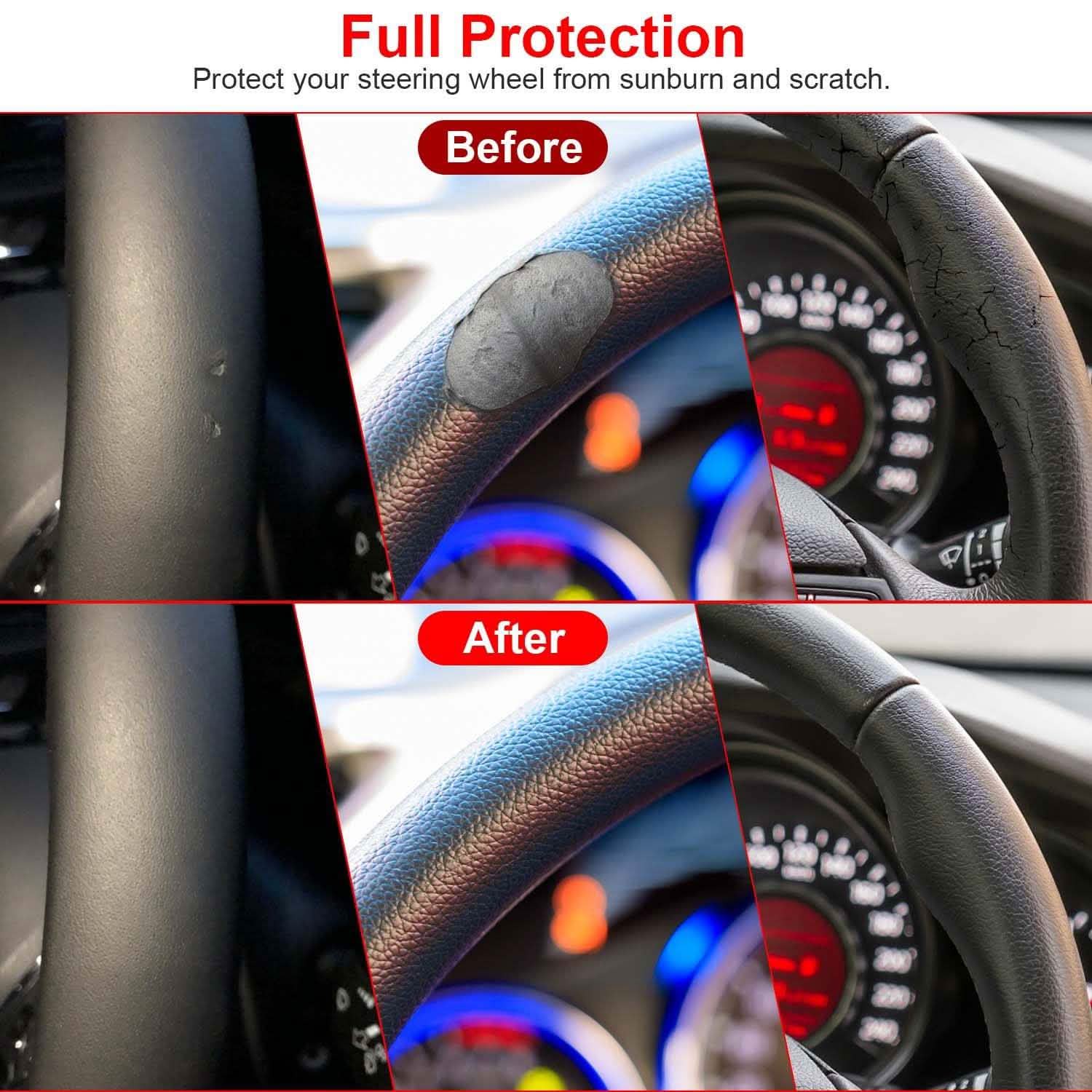 Steering Wheel Cover 14.5"- 15" Diameter Universal Fiber Leather DailySale