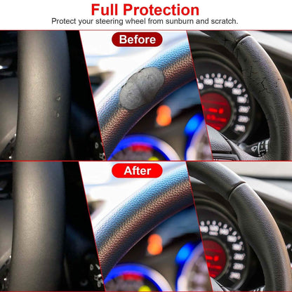 Steering Wheel Cover 14.5"- 15" Diameter Universal Fiber Leather DailySale