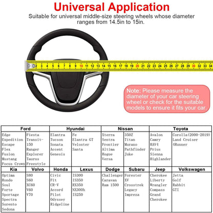 Steering Wheel Cover 14.5"- 15" Diameter Universal Fiber Leather DailySale