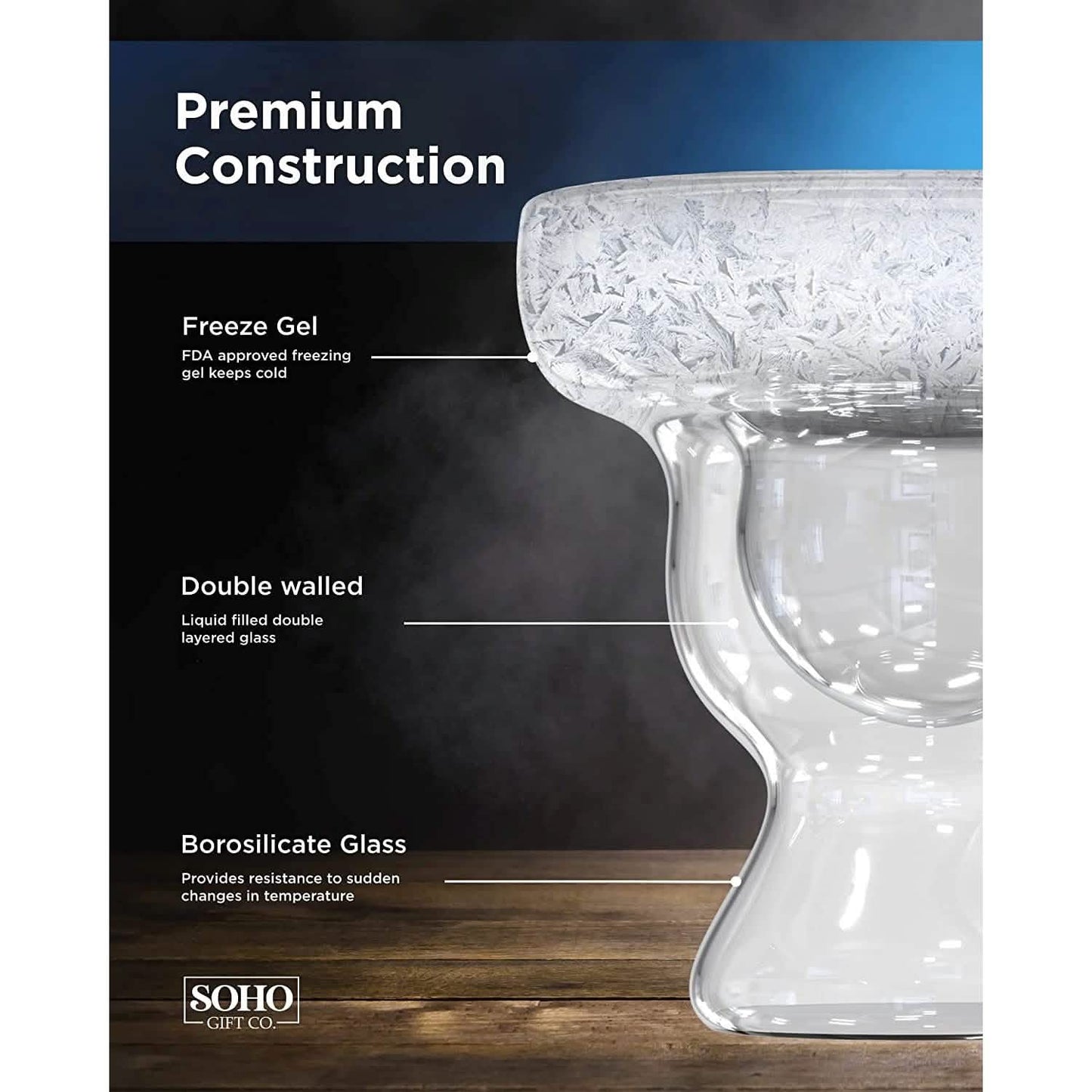 Stemless 12oz Double Wall Freezable Gel Chiller Cocktail Glass DailySale