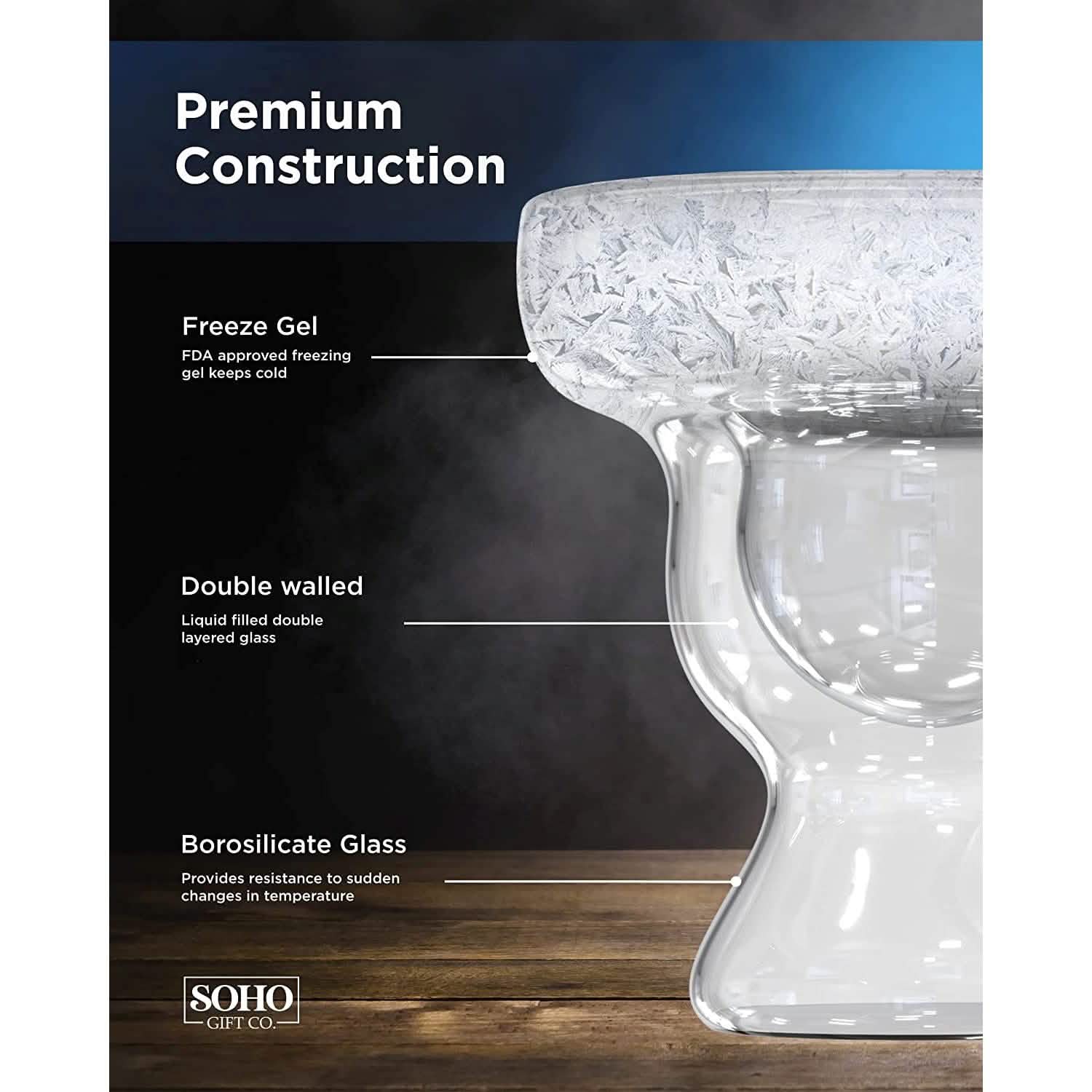 Stemless 12oz Double Wall Freezable Gel Chiller Cocktail Glass DailySale