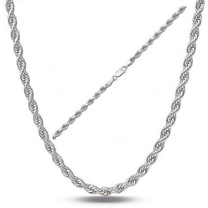 Sterling Silver 1.3mm Rope Twisted Link Chain Necklace DailySale