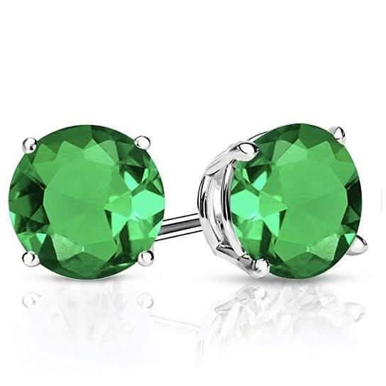 Sterling Silver 2.00 CTTW Emerald Stud Earrings DailySale