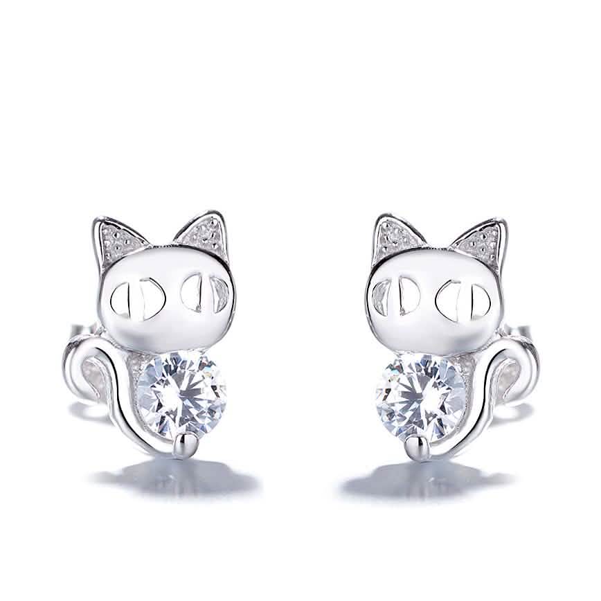 Sterling Silver Cat Earrings with Swarovski Crystals DailySale
