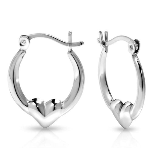 Sterling Silver Classic Heart Design Hoop Earrings DailySale