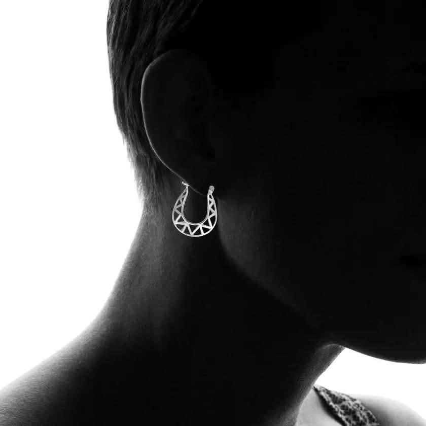 Sterling Silver Fancy Hoop Earrings by Paolo Fortelini DailySale