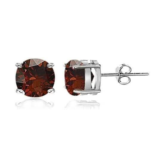 Sterling Silver Garnet 6mm Round Stud Earrings DailySale