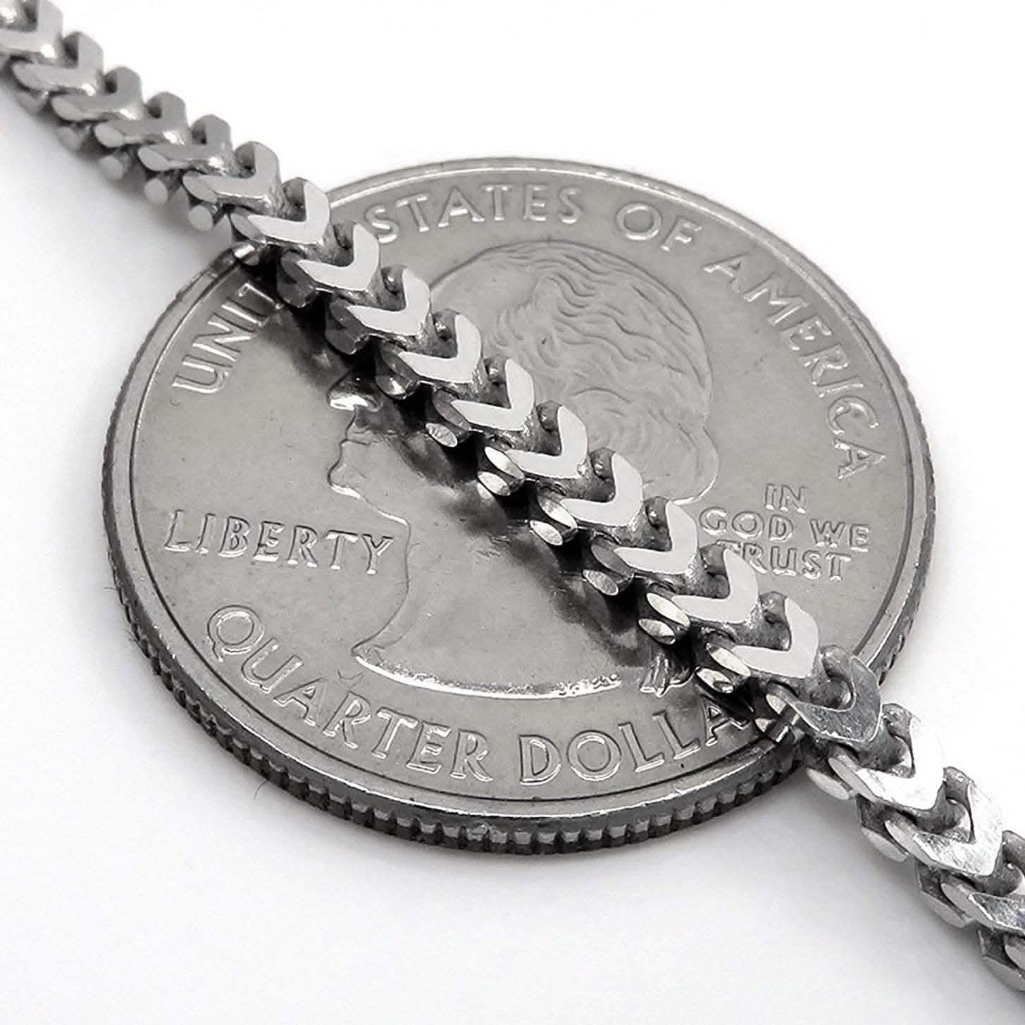 Sterling Silver Italian 2.5mm Franco Square Box Link Chain DailySale