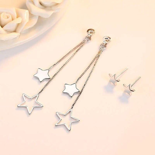 Sterling Silver Long Star Drop Earrings DailySale
