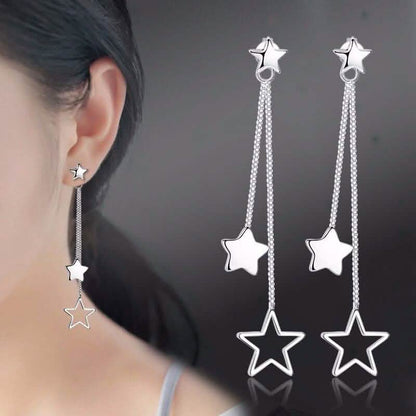 Sterling Silver Long Star Drop Earrings DailySale