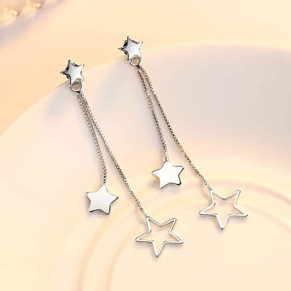 Sterling Silver Long Star Drop Earrings DailySale