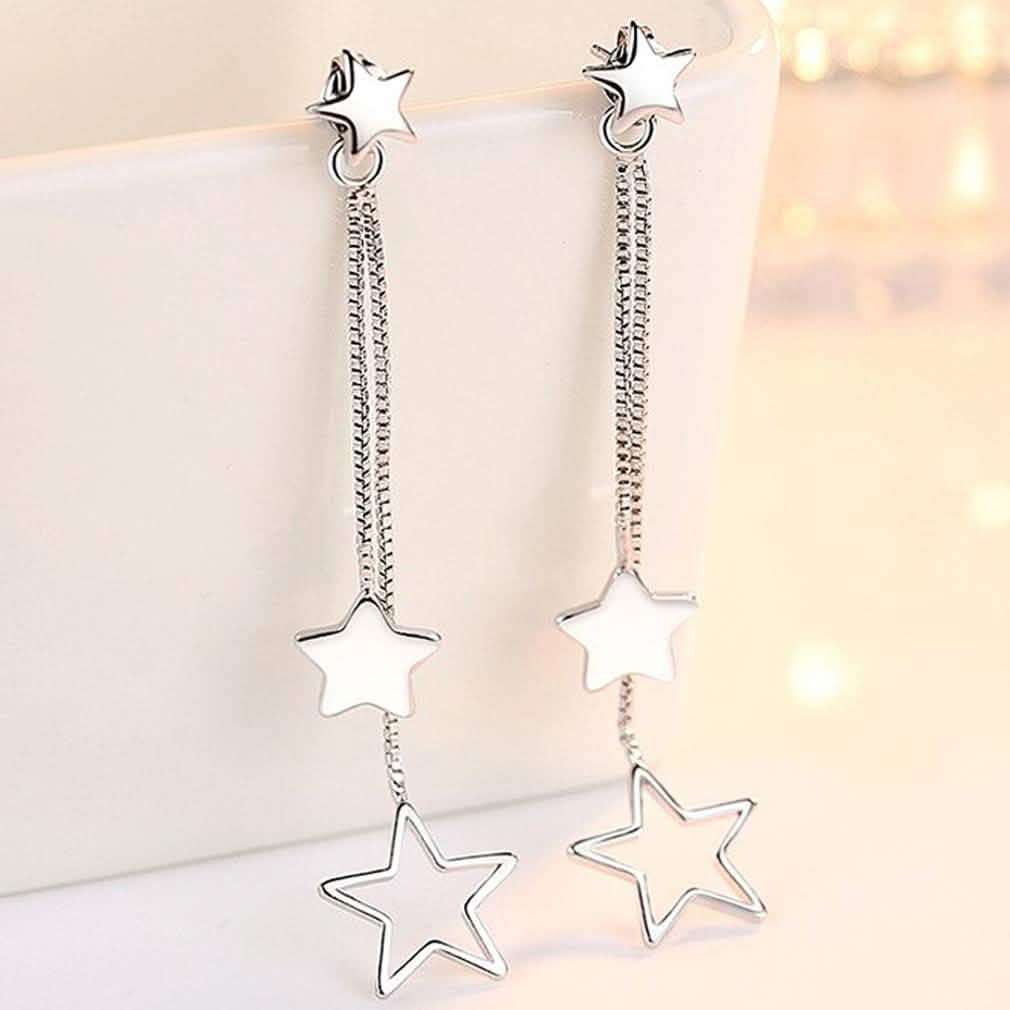 Sterling Silver Long Star Drop Earrings DailySale