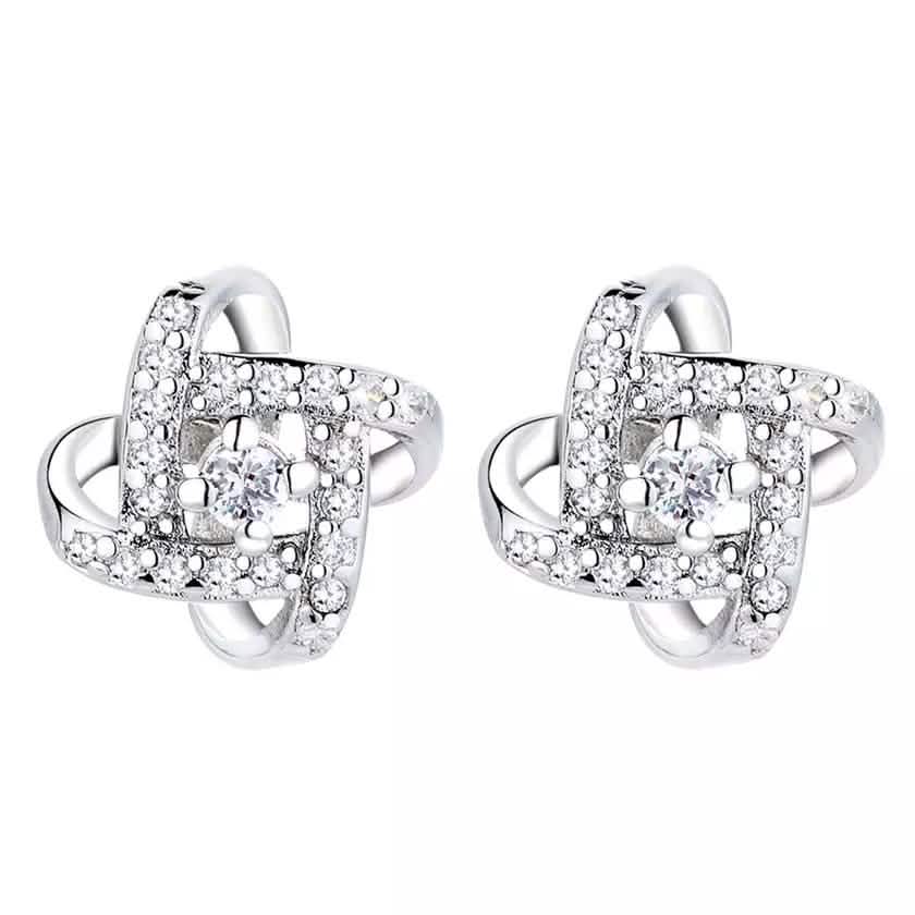 Sterling Silver Love Knot Stud Earrings with Swarovski Crystals DailySale