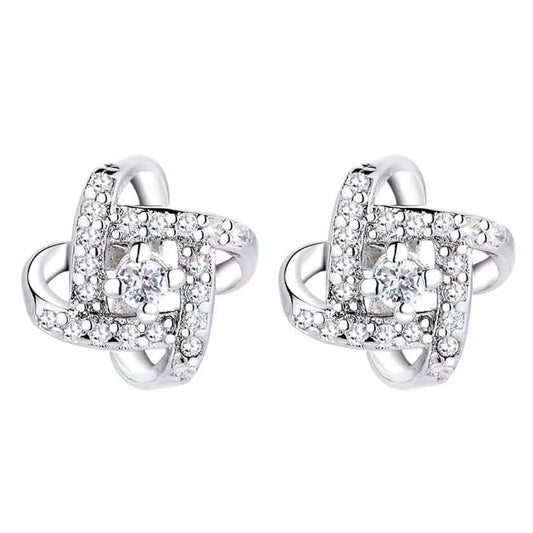 Sterling Silver Love Knot Stud Earrings with Swarovski Crystals DailySale