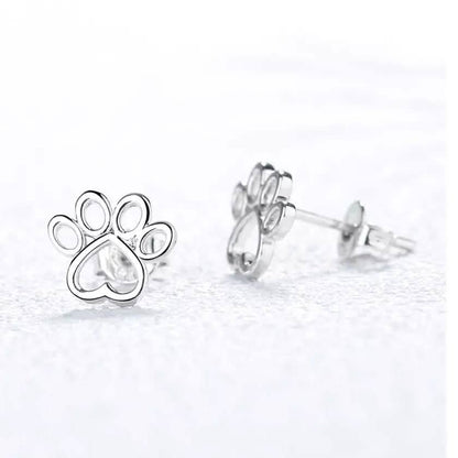 Sterling Silver Paw Stud Earrings DailySale