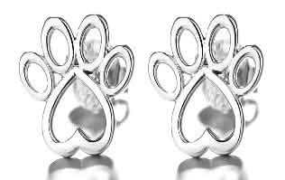 Sterling Silver Paw Stud Earrings DailySale