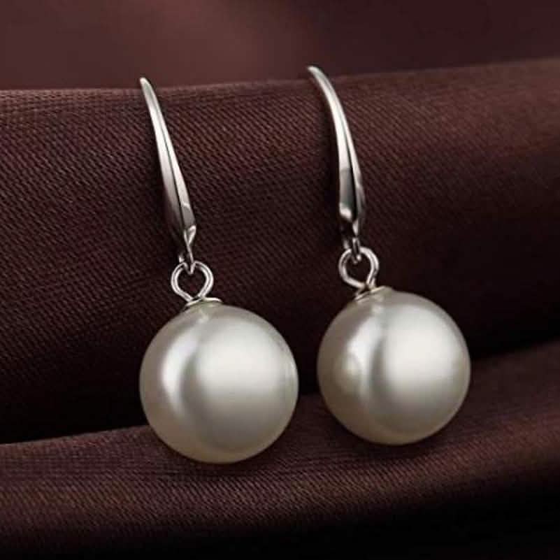 Sterling Silver Plated Pearl Drop Hoop Earrings DailySale